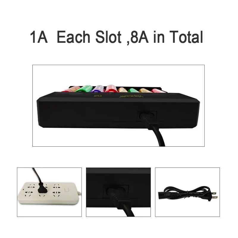 오리지널 Vapcell Q8 충전기, 각 슬롯 1A, 리튬 배터리 충전기, 18350/18650/21700/26650 셀용 범용 배터리 충전기