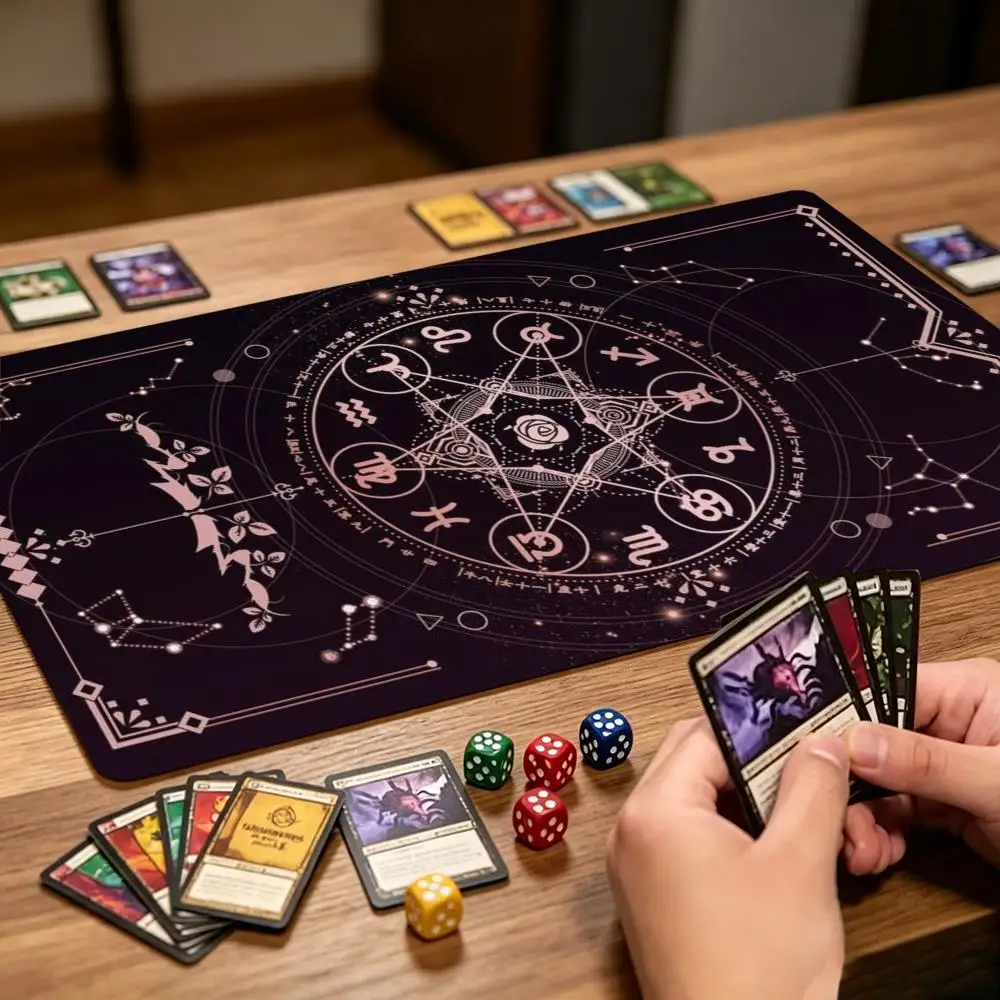 Zodiac Astrology Magic Circle TCG Playmat Non‑Slip Rubber Constellation Tarot Large Desk Mat Extended Gaming Mouse Pad Card Game