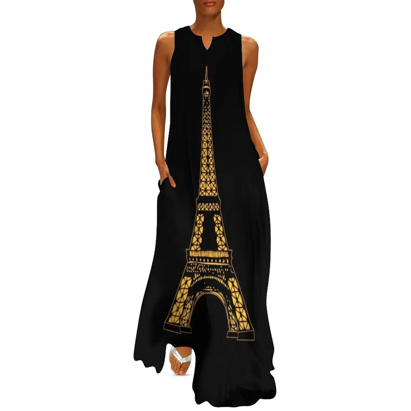 

Night Eiffel Tower Long Dress dresses for womens Beachwear Women long dress loose summer dress