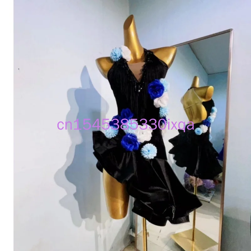 Latin Dance Skirt Sleeveless Fishtail Skirt Women Customsized Rumba Chacha Tango Competiton Professional Child Latin Dresses