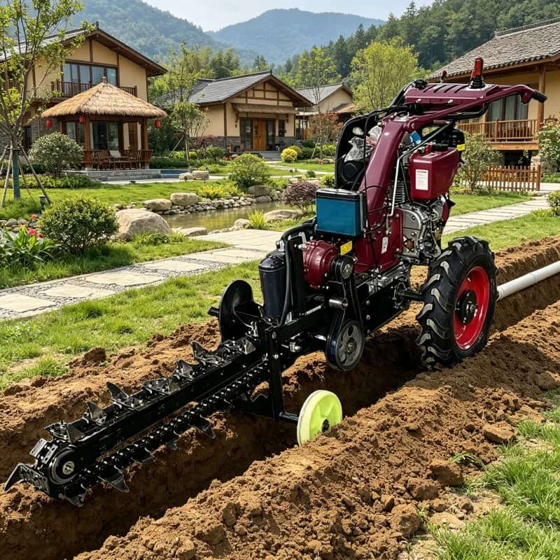 Trencher Walking Ditching Machine High Efficiency Chain Type Trencher for Water Pipe Laying and Trenching Works Customized Sale
