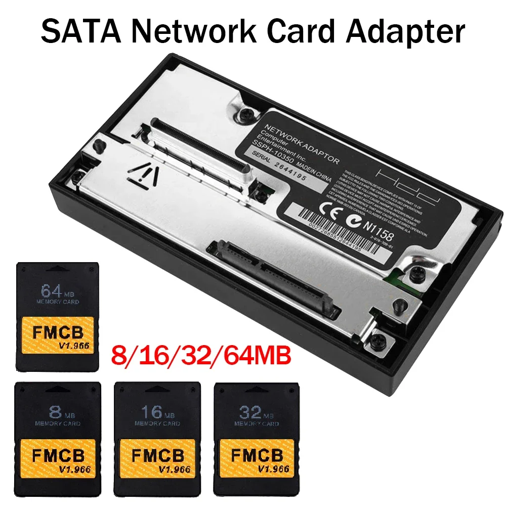 Adattatore per scheda di rete con interfaccia SATA con scheda di memoria FMCB McBoot V1.966 gratuita per console PS2 Interfaccia SATA HDD per Playstation 2
