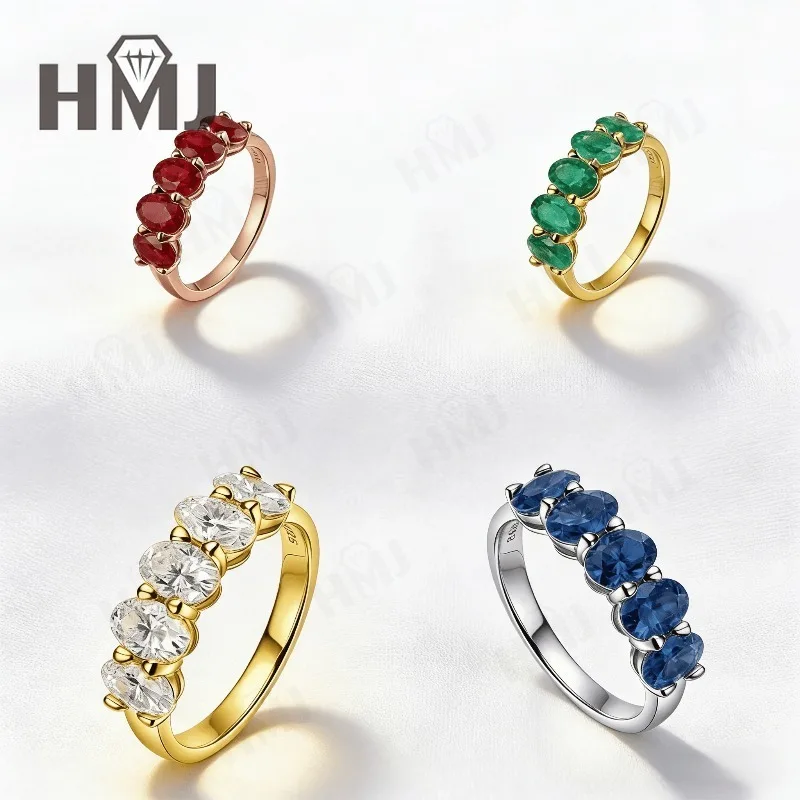 

Ring with 2.5CT Oval D Color Moissanite/Ruby/Sapphire/Colombian 925Silver for Women Engagement Party Daily Christmas Gift Jewely