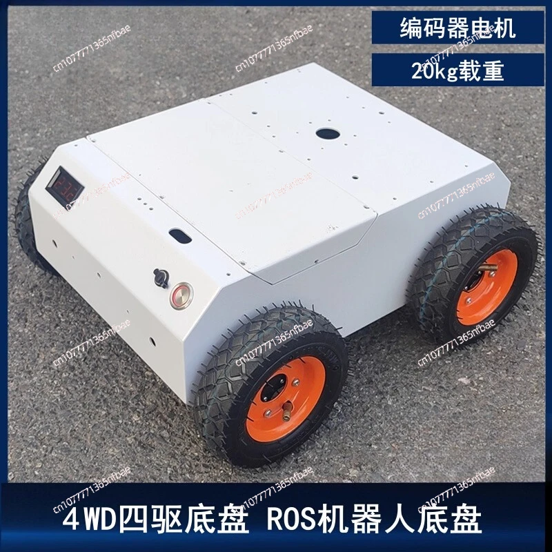 

4-Wheel Drive Robot Chassis - Encoder Motor Metal Chassis Pneumatic Tires for RC Car Heavy Load
