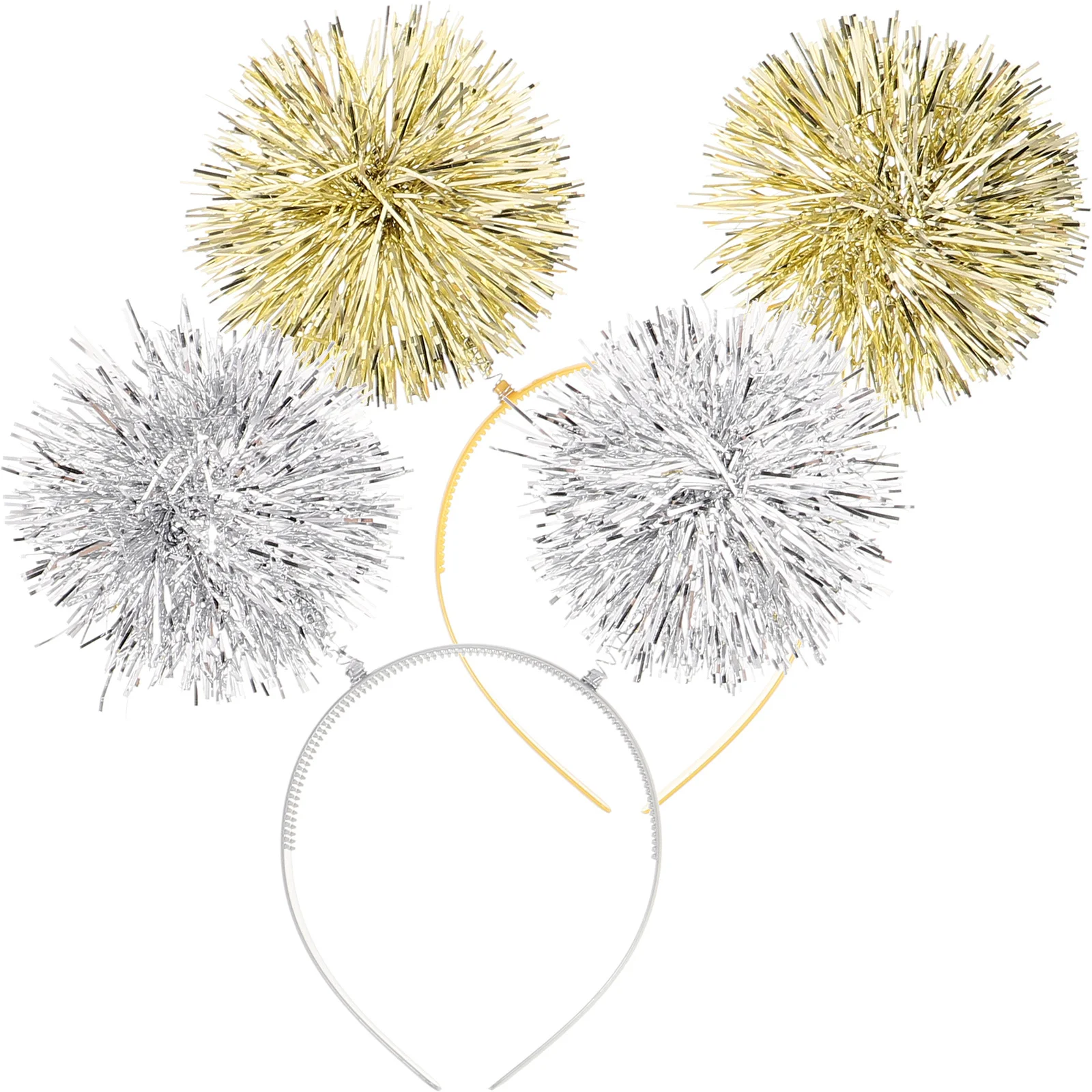 

2Pcs Sparkling Headbands for Women Trendy Pompom Hair Bands Flexible Party Accessories Bopper Headband Adult New Years Party