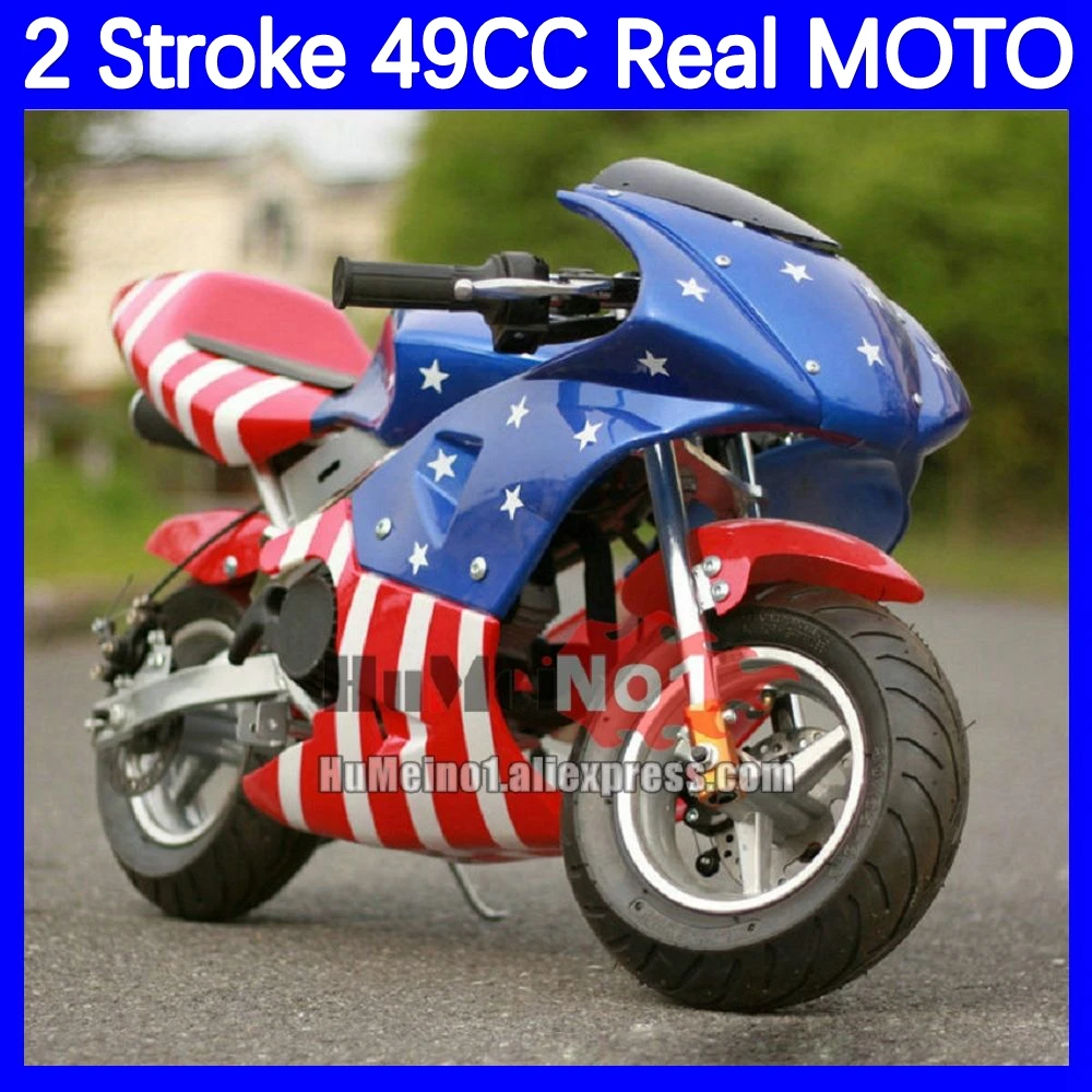 40Colors 49CC/50CC Two Stroke Gasoline Motorcycle Motorbike Racing MOTO Pocket Bike For New Year Birthday Holiday Festival Gifts