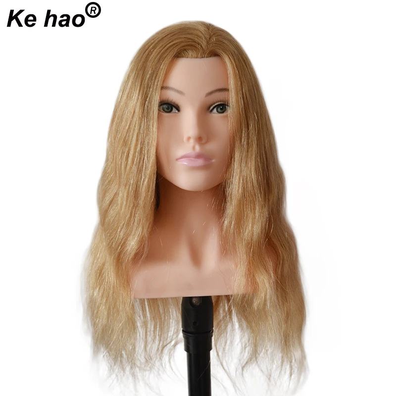 Cao Cấp Đầu Manocanh Với Vai 100% Tóc Đầu Búp Bê 22Inch Tóc Vàng Vàng Tóc Dài Maniquin Đầu Hairdress phong Cách