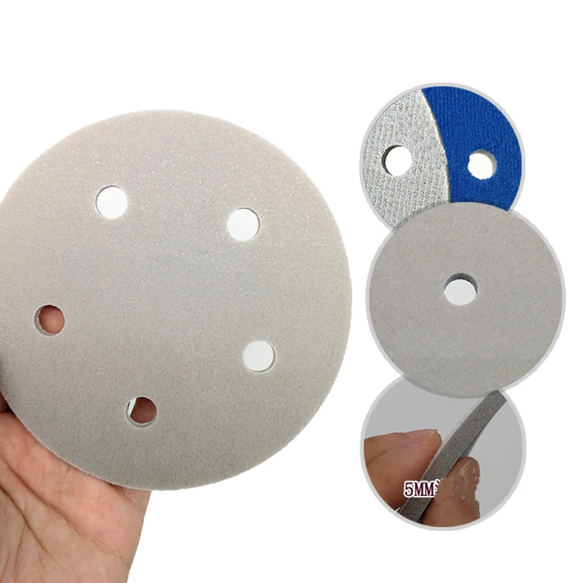 5 Inch 125Mm Ẩm Ướt Và Khô Mút Lót Đĩa Móc Vòng Bọt Biển Giấy Nhám 5 Lỗ 300-3000 mài Hợp Kim Nhôm