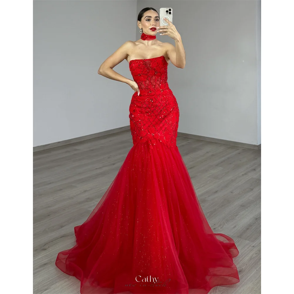 

Cathy Customized Luxury Mermiad Shiny Sequins Prom Dresses Glitter Sleeveless vestidos de noiva Floor-Length Formal Evening 2025