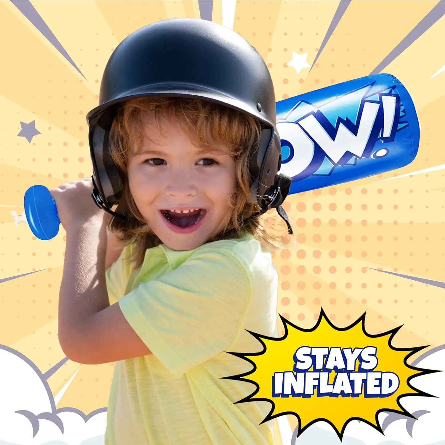12pcs Pow Inflatable Baseball Bats Oversized Inflatable Toy Bat Cheerleading Cheering Sticks Carnival Prizes Goodie Bag Favors