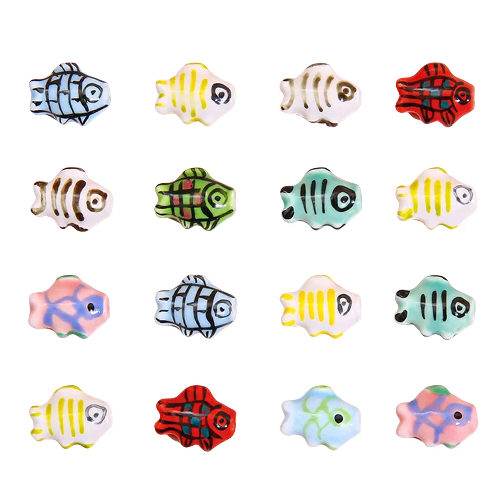 5pcs Ceramic Cartoon Fish Shape Bead For DIY Bracelet Necklace Jewelry Making Supplies Materials Accessories Crafts Deco Parts