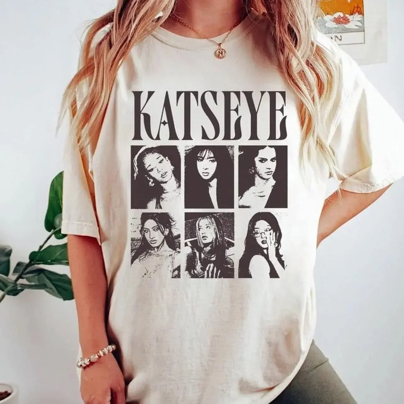 KATSEYE Kpop Girl Group Vintage 90s Bootleg T-shirt 6 Members Graphic Print Fashion Harajuku Kawaii T-shirt Women's Y2K Clothing