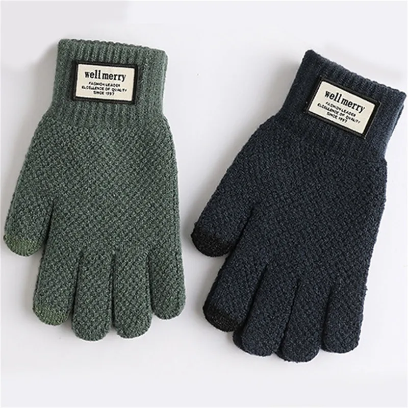Winter Gestrickte Männer Handschuhe Touchscreen Hohe Qualität Männlichen Handschuh Verdicken Warme Wolle Kaschmir Solide Männer Business Coldproof Handschuhe
