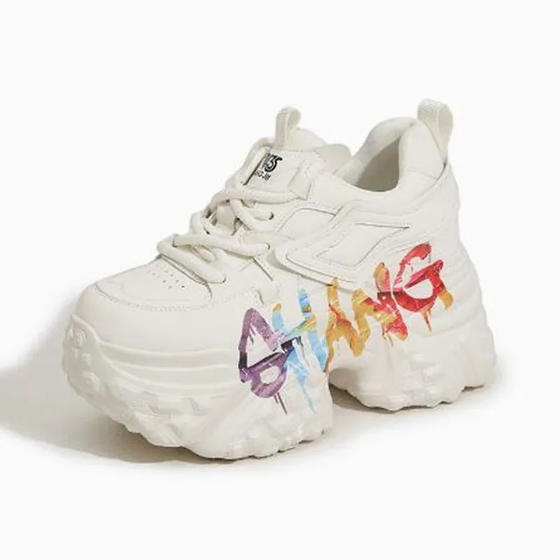 

Новые весенне-осенние массивные кроссовки для женщин со скрытой танкеткой, повседневные кожаные кроссовки на высокой платформе в стиле Dad Shoes, спортивная обувь