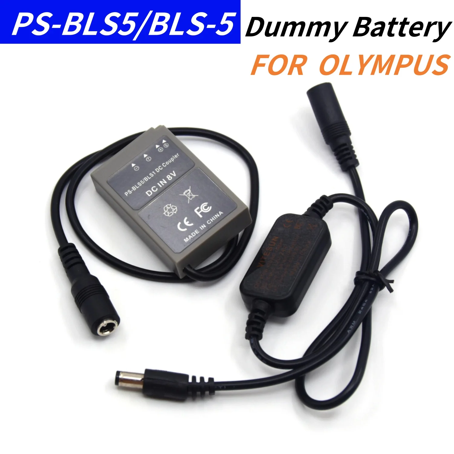 

PS-BLS-5 Dummy Battery+12V-24V Step-Down Cable for Olympus OM-D E-M10 Mark II III PEN E-PL7 E-PL5 E-PL2 E-PM2 Stylus 1 1s Camera