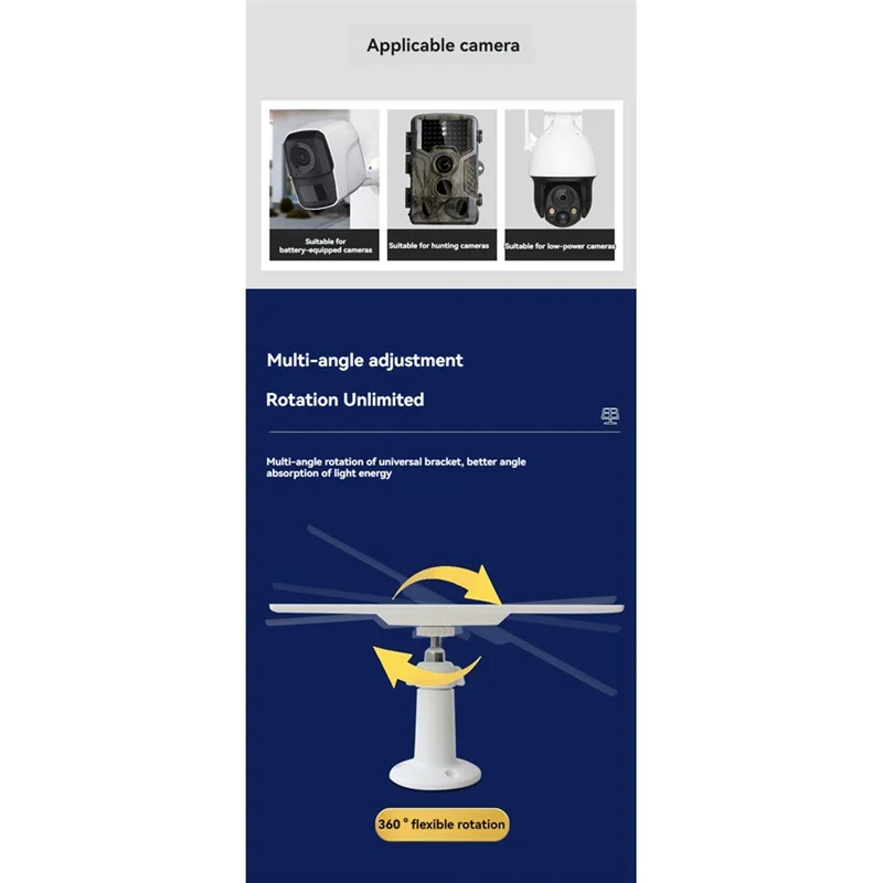 

ABPQ-3W Солнечная панель для камеры безопасности на открытом воздухе IP65 Водонепроницаемая с 3-метровым зарядным кабелем для зарядки уличной камеры