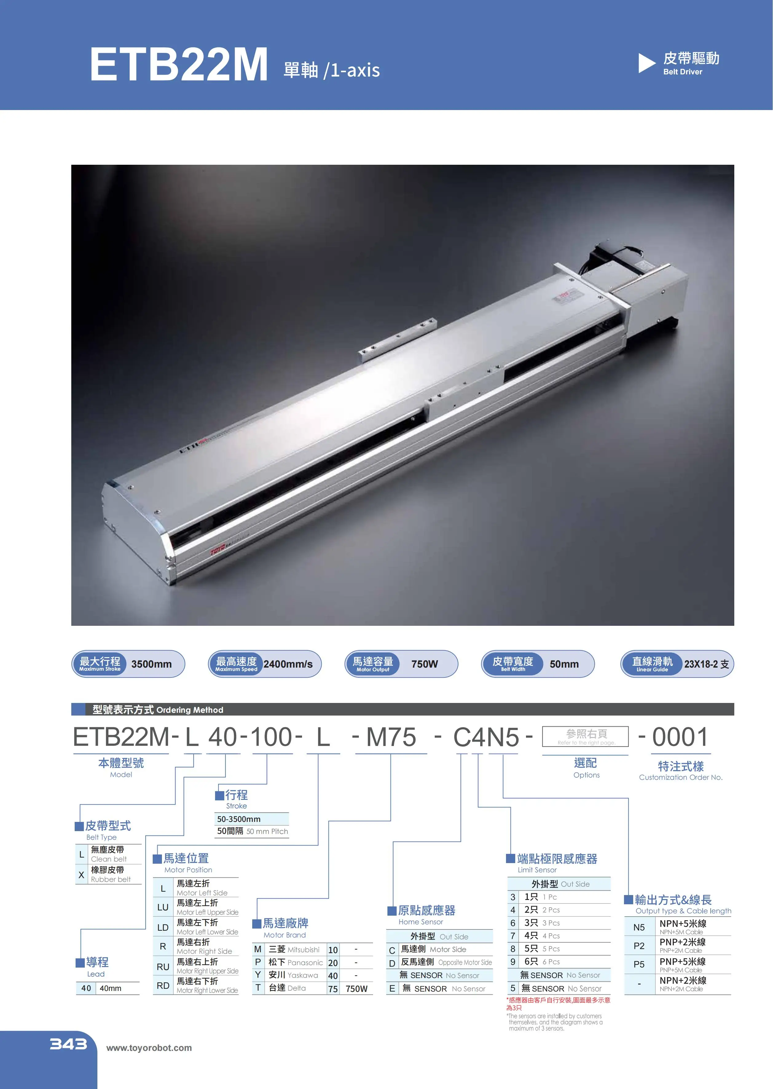 TOYO HIWIN High Precision Linear Custom Screw Slide Automatic Module XYZ Axis Slide Module ETB22M Series