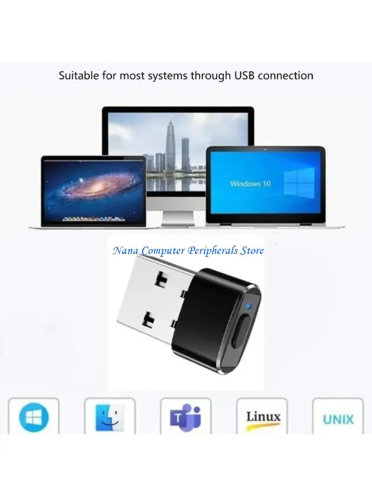 F68C Mouse Jiggler Undetectable Mini with Switches Button Portable Wireless USB Mouse Mover Plug Play Clickers Device 2400dpi