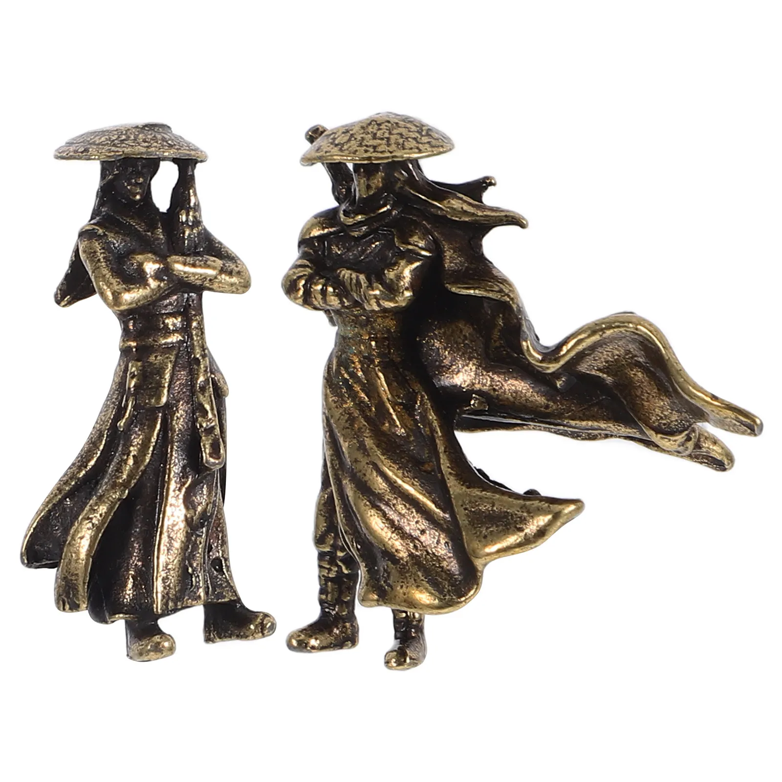 

2 шт. Настольные статуэтки в китайском культурном стиле, миниатюрные украшения из сплава в старинном стиле для микроландшафта, садовые аксессуары