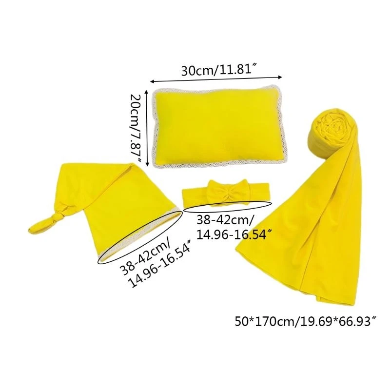 J15U الوليد الطفل 4 قطعة التصوير الدعائم Bowknot عقال معقود قبعة قماط بطانية لف وسادة الرضع وتتسابق زي