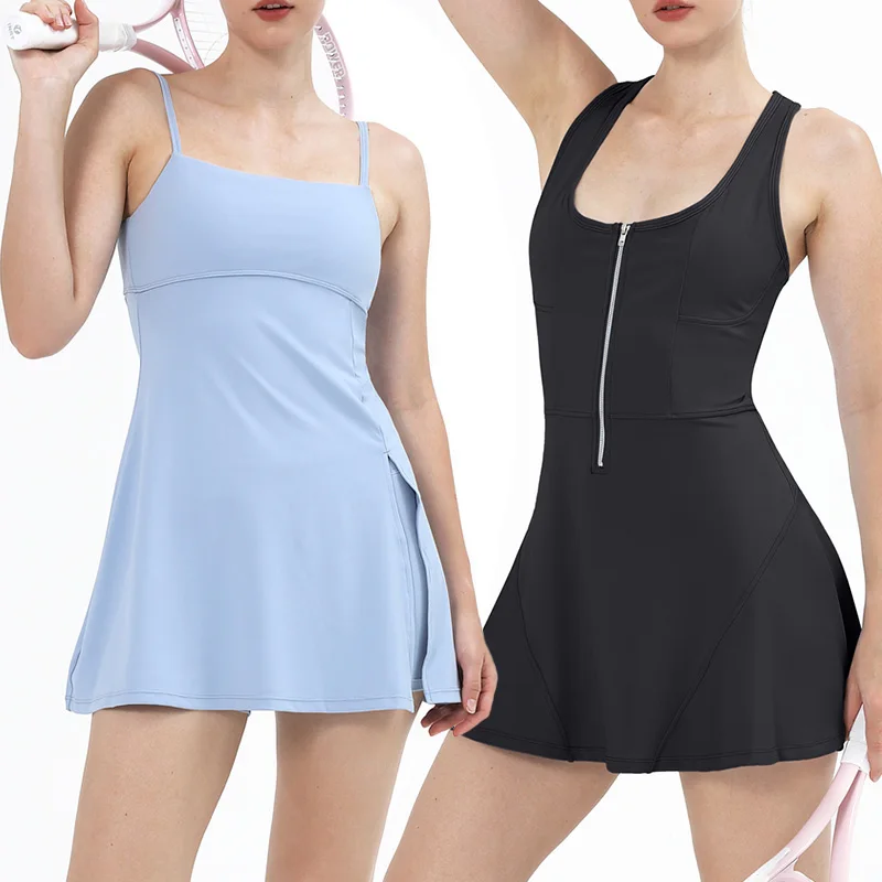 Yoga Set Women Sport Tennis Skirt Sets Gym Clothes Fitness Golf Dress with Shorts Workout Tracksuit Running Training Sports Suit