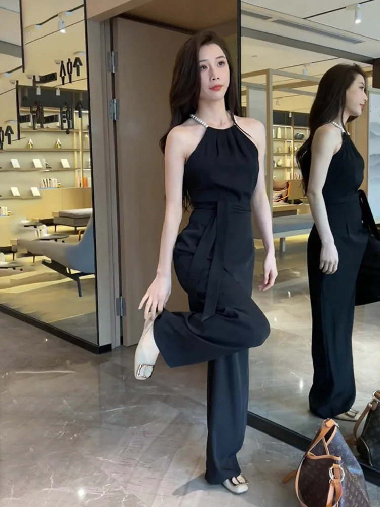 

Женский летний комбинезон Ele Pearl Ne с завышенной талией, облегающий, повседневный, свободный крой, модный, для работы и отдыха