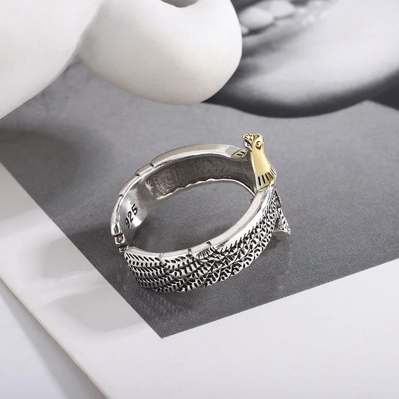 

Buyee 925 Sterling Silver Fashion Ring Finger Elegant Eagle Ring for Women Men Excellent Rock Punk Fine Jewelry Circle Gift