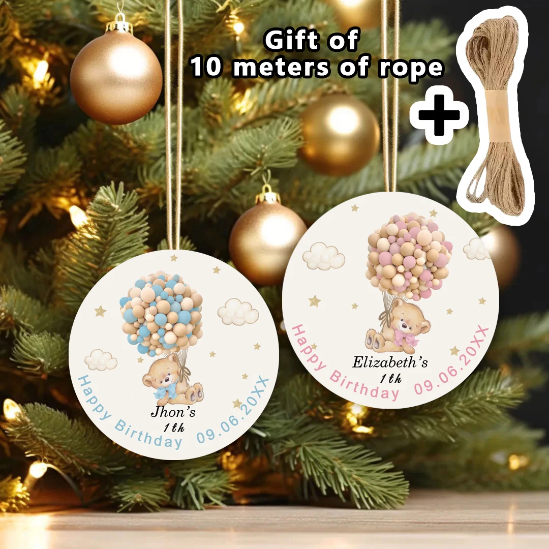 

90 Customized Birthday Baptism Label Hanging Decoration Customized Cardboard Gift 10 Meter Rope Christmas Tree Pendant Decoratio