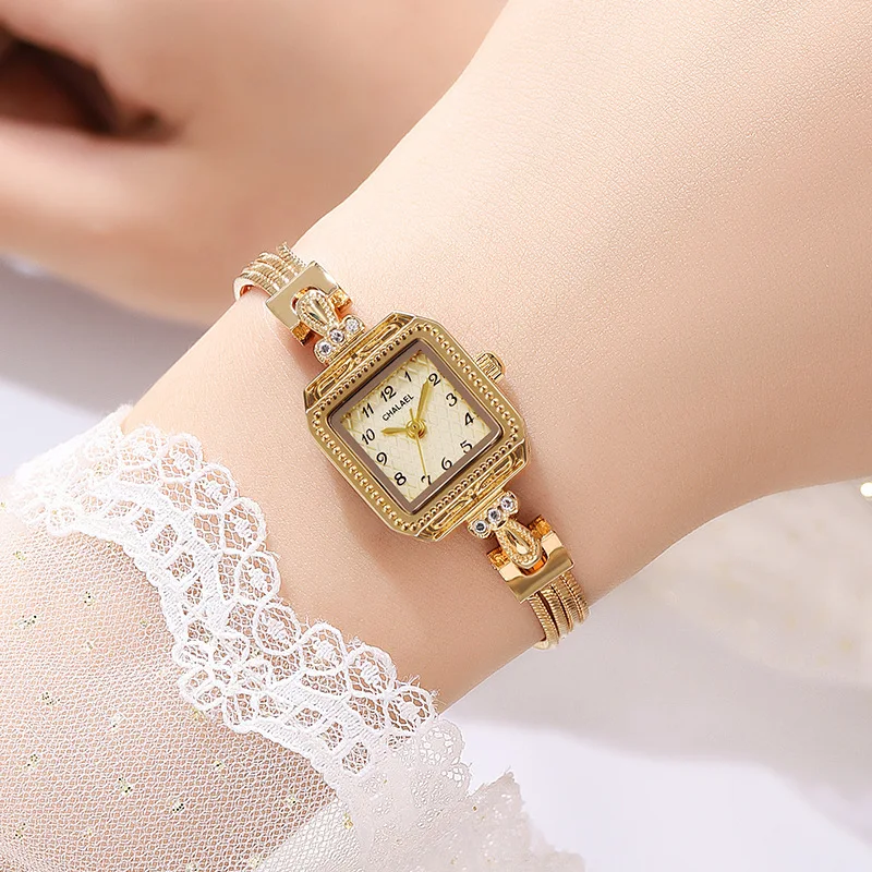 

Retro Small Dial Quartz Elegant Lady's Watches Gold Luxury Top Brand Minimalism Casual Dress Watch for Women Bracelet Watches
