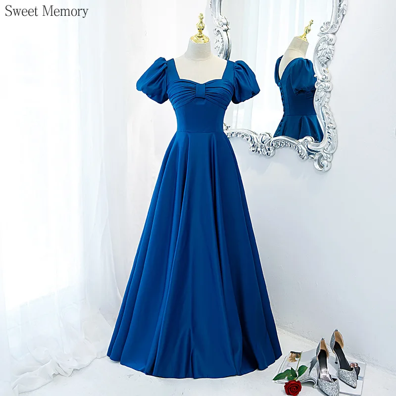 

A8168 Fashion Evening Dresses Square Collar Satin Clothes Sweet Memory A-Line Women Gown for Women Elegant Formal Dress