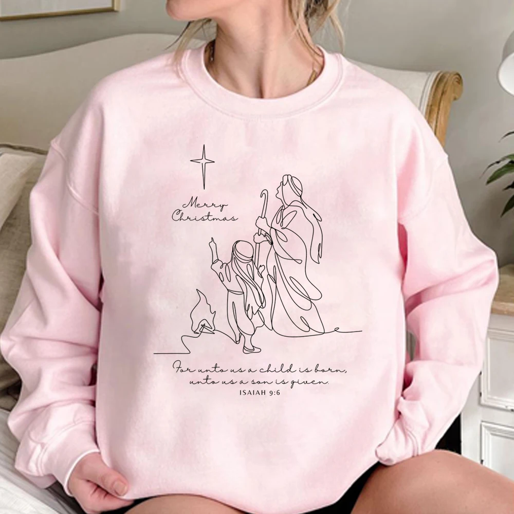 Merry Christmas Sweatshirt Christian Christmas Shirt for Unto Us A Child Is Born Shirts Isaiah 9:6 Sweater Christian Tee