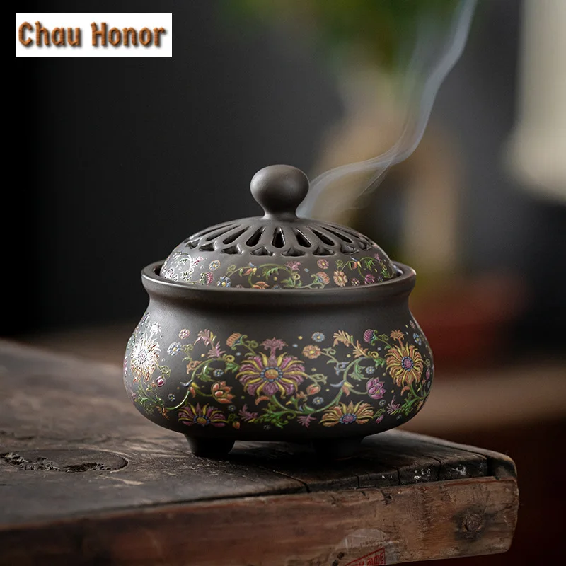 

Ancient Enamel Color Cloisonn Plate Incense Holder Antique Incense Burners Household Scented Aromatic Candles Ornaments Craft