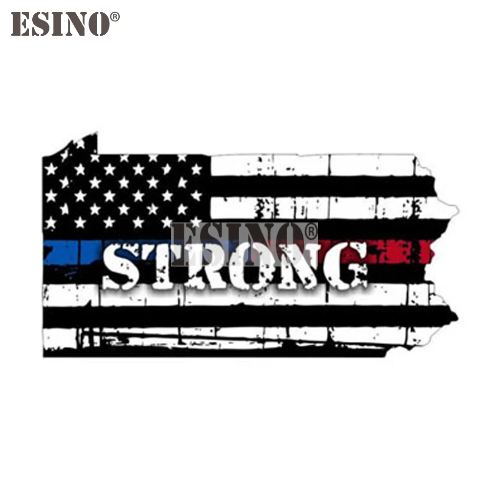 Pennsylvania Strong Thin Blue Red Line USA Flag Car Sticker Waterproof PVC Auto Bumper Window Motorcycle Decal 12.6x6.8cm