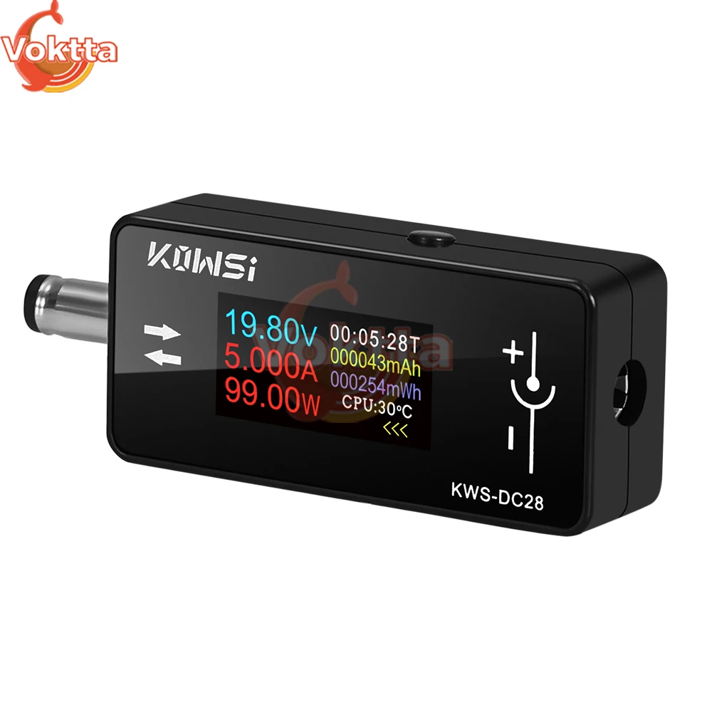 KWS-DC28 DC Voltage Ammeter Power Meter TFT HD Digital Display Volt Current Detector Power Bank Charging Tester DC 4-30V 0-12A