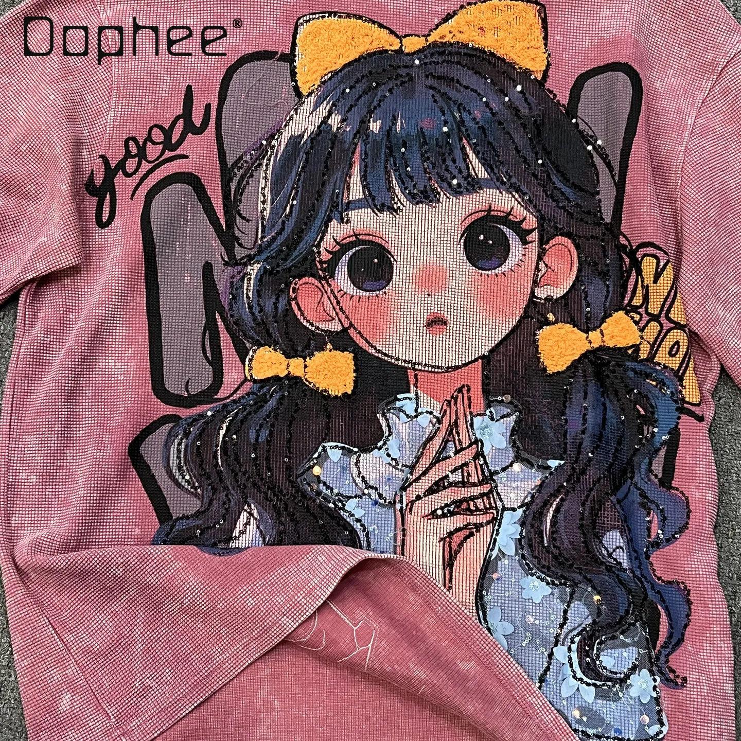 

Весна-лето, тяжелая промышленность, милый стиль, футболка с короткими рукавами для девочек с героями мультфильмов, женская свободная повседневная футболка средней длины с половиной рукава