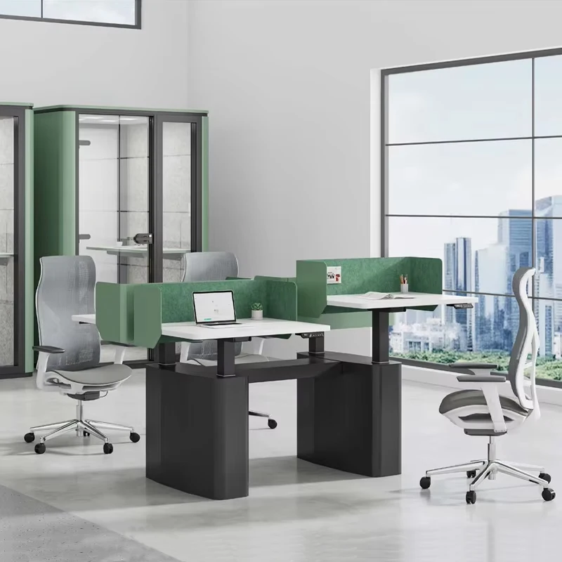 Office Desk,Customizable Height Adjustable Steel Modular Ergonomic Durable Modern Luxury Design 1/3/4 Seates Office Workstation
