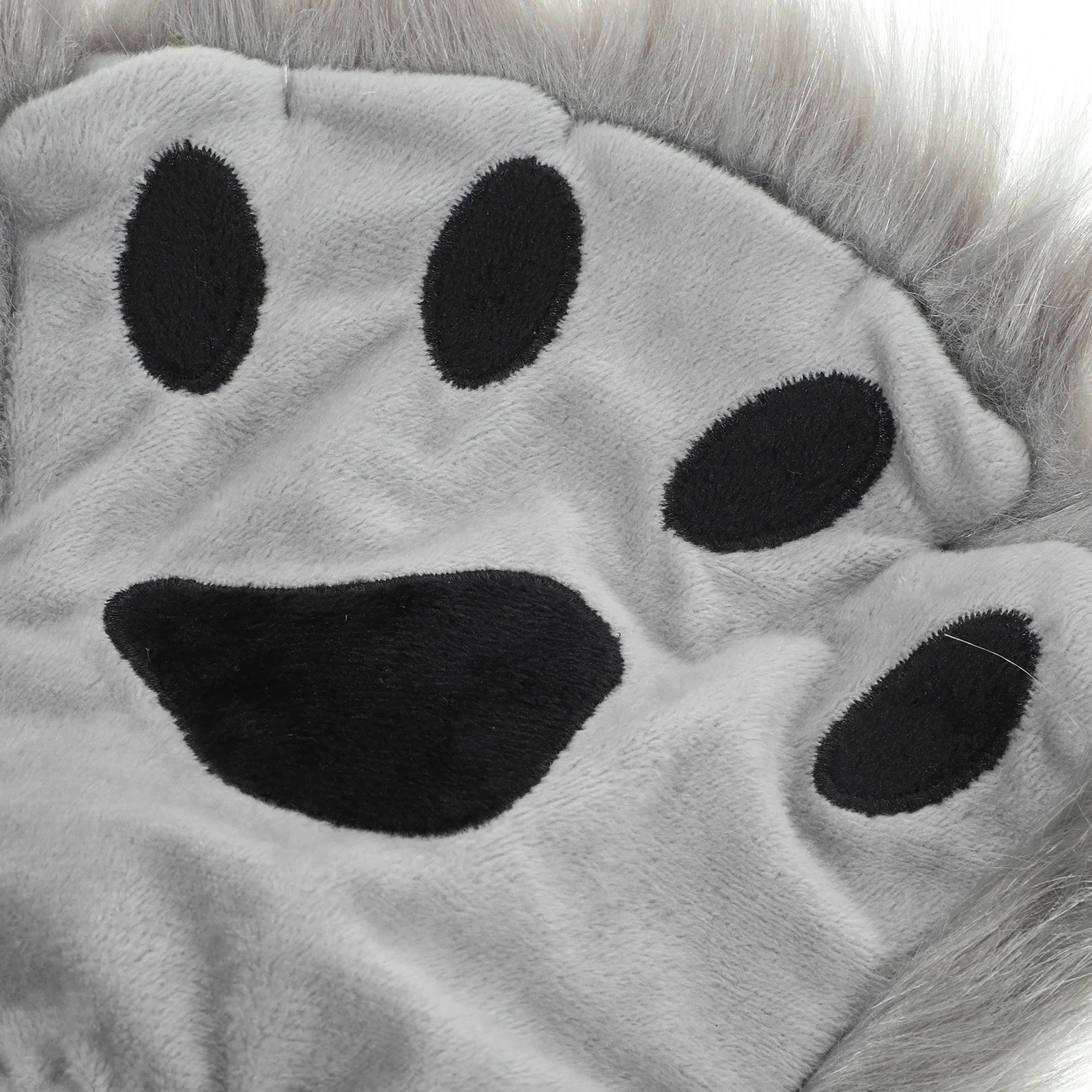 

1 пара серых длинношерстных перчаток из искусственных животных, теплые зимние варежки с лапами на половину пальца для Хэллоуина, косплея, вечеринки, подарок, функциональный