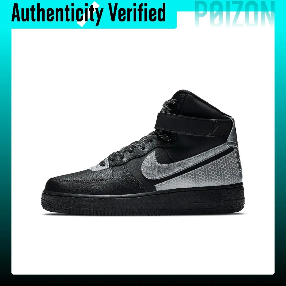 Nike Air Force 1 Skateboard Shoes Men's High Top Silver/Black CU4159-001