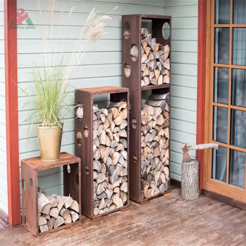 Corten Metal Firewood Storage Rack Firewood Storage Log Rack
