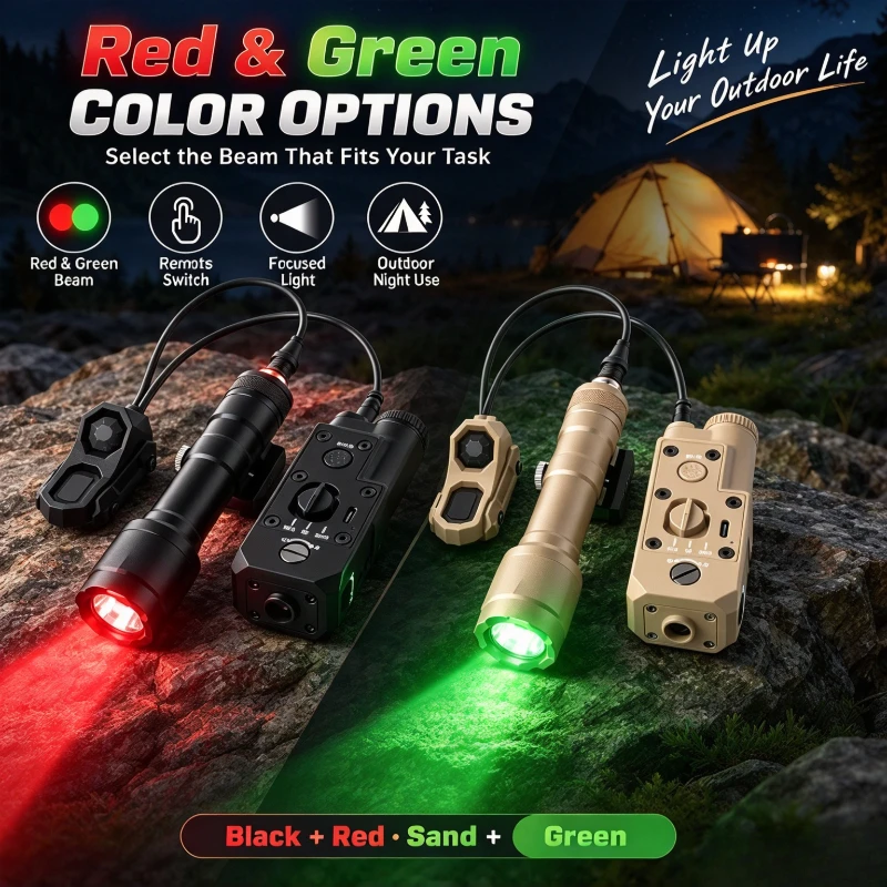 Red Green Dual Beam Illumination Kit, Remote Switch Included, Bright Focused Beam, Adjustable Bracket, Outdoor Gear