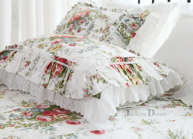 Bedding Set Luxury Large Lace Ruffle Duvet Cover Set Home Bed Set Bedding Garden Pastoral Bed Linen Julliette Dream Bed Set