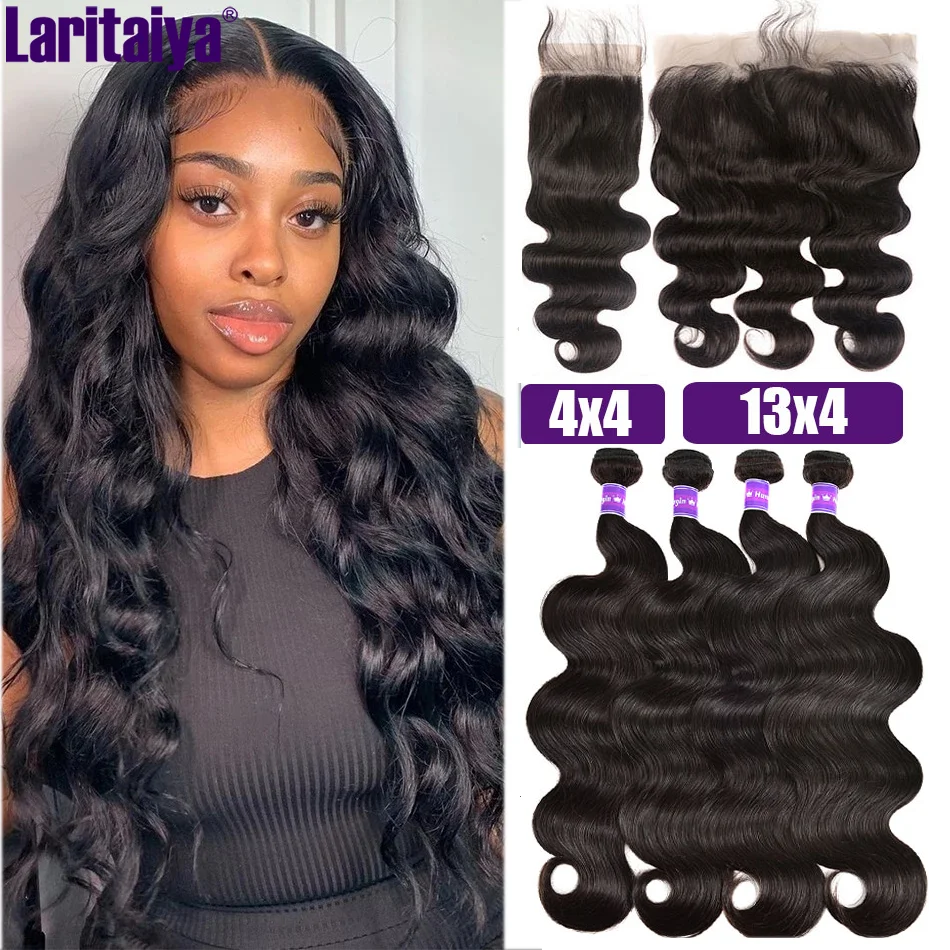 

Body Wave Bundles With Frontal Brazilian Human Hair 2/3/4 Bundles With Closure Transparent Lace Frontal With Bundles 30 Inch