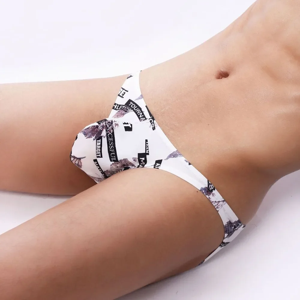 Мужские сексуальные бесшовные трусы с принтом, дышащие трусы с низкой посадкой, нижнее белье