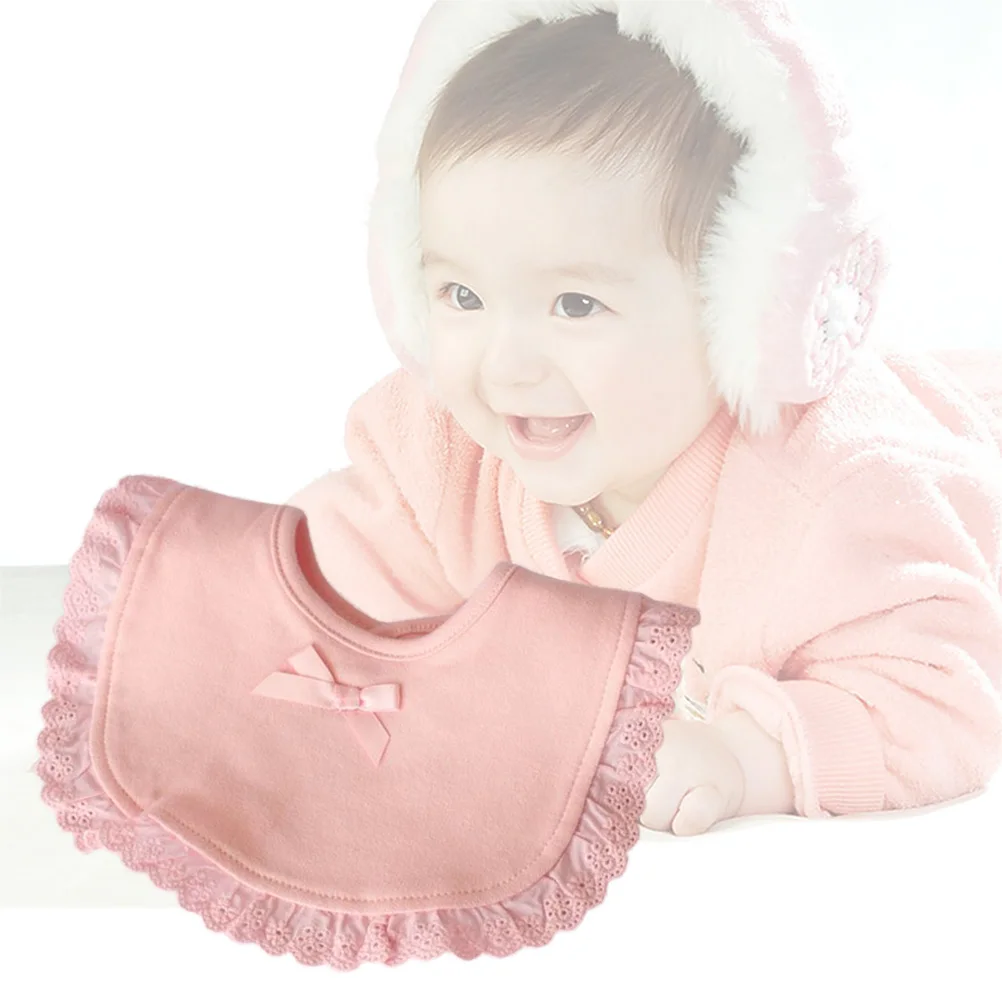 

Baby Dining Bib Cotton Lace Waterproof Drool Catcher for Newborn Soft Skin-Friendly Keeps Clothes Clean Stylish Look White