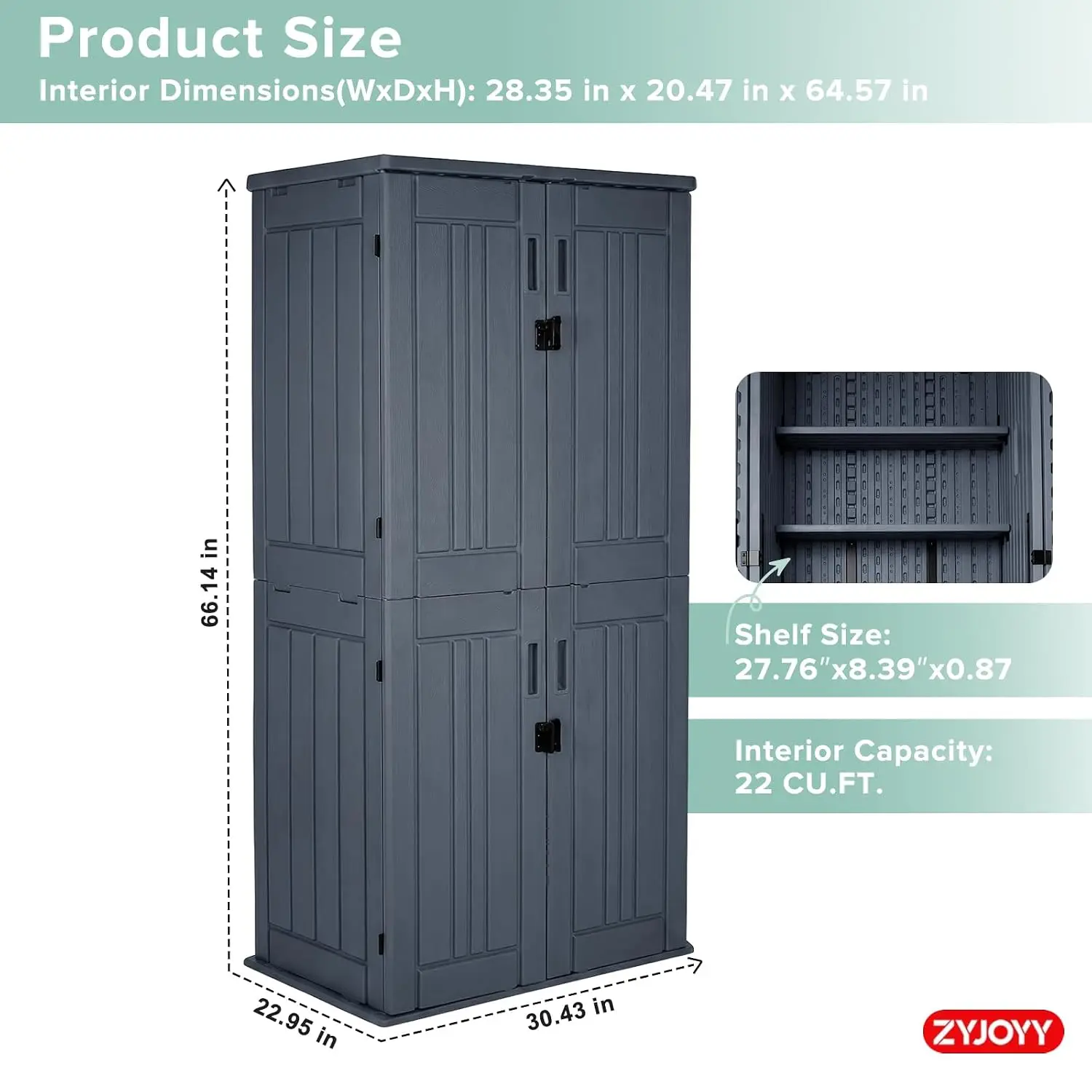 Outdoor Storage Cabinet 4 Shelves Waterproof Garden Tool Organizer Patio Balcony Shed, Customized