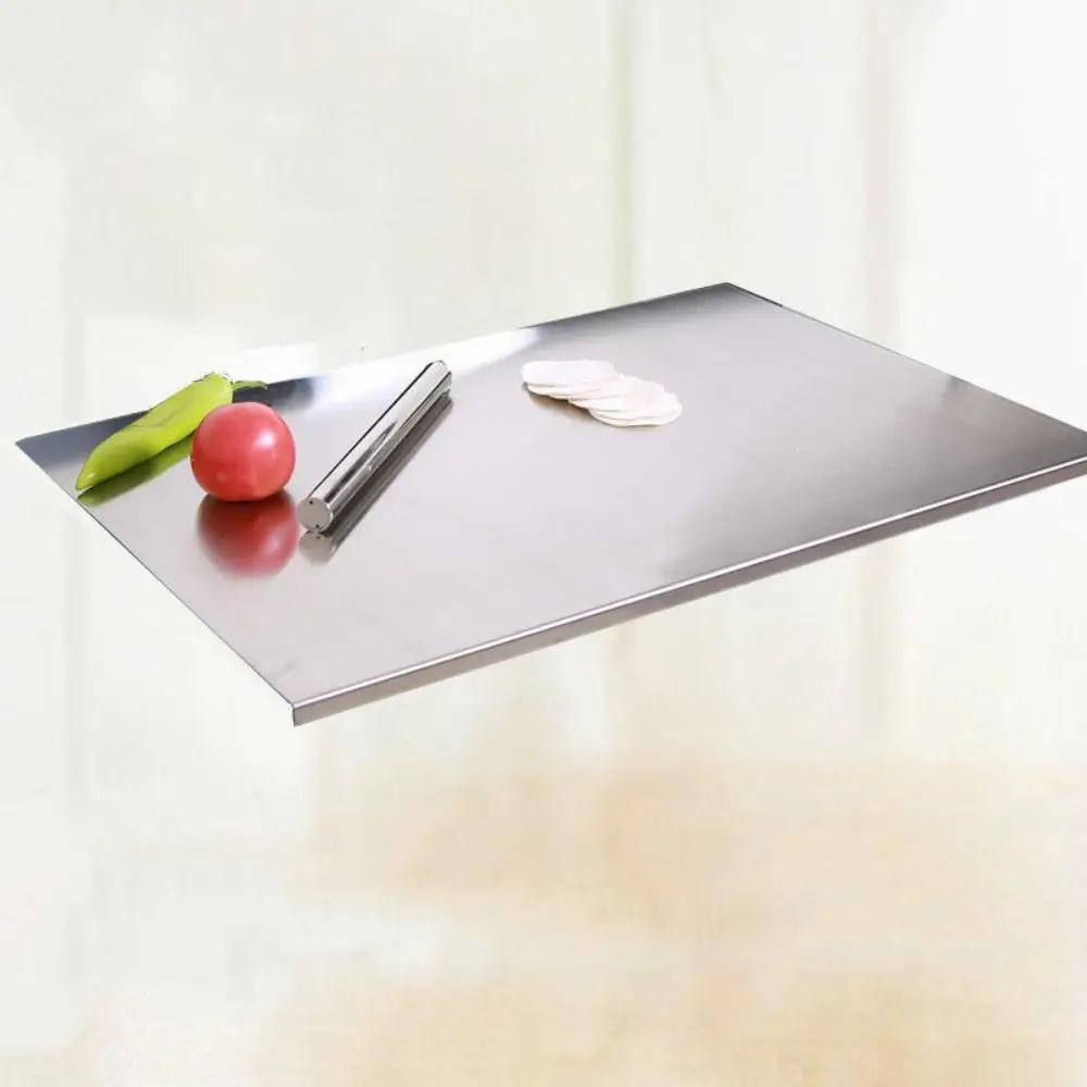 Rectangular Stainless Steel Cutting Board Sterile Mildew-Proof Food Chopping Board with Lip Countertop Protector Fruit