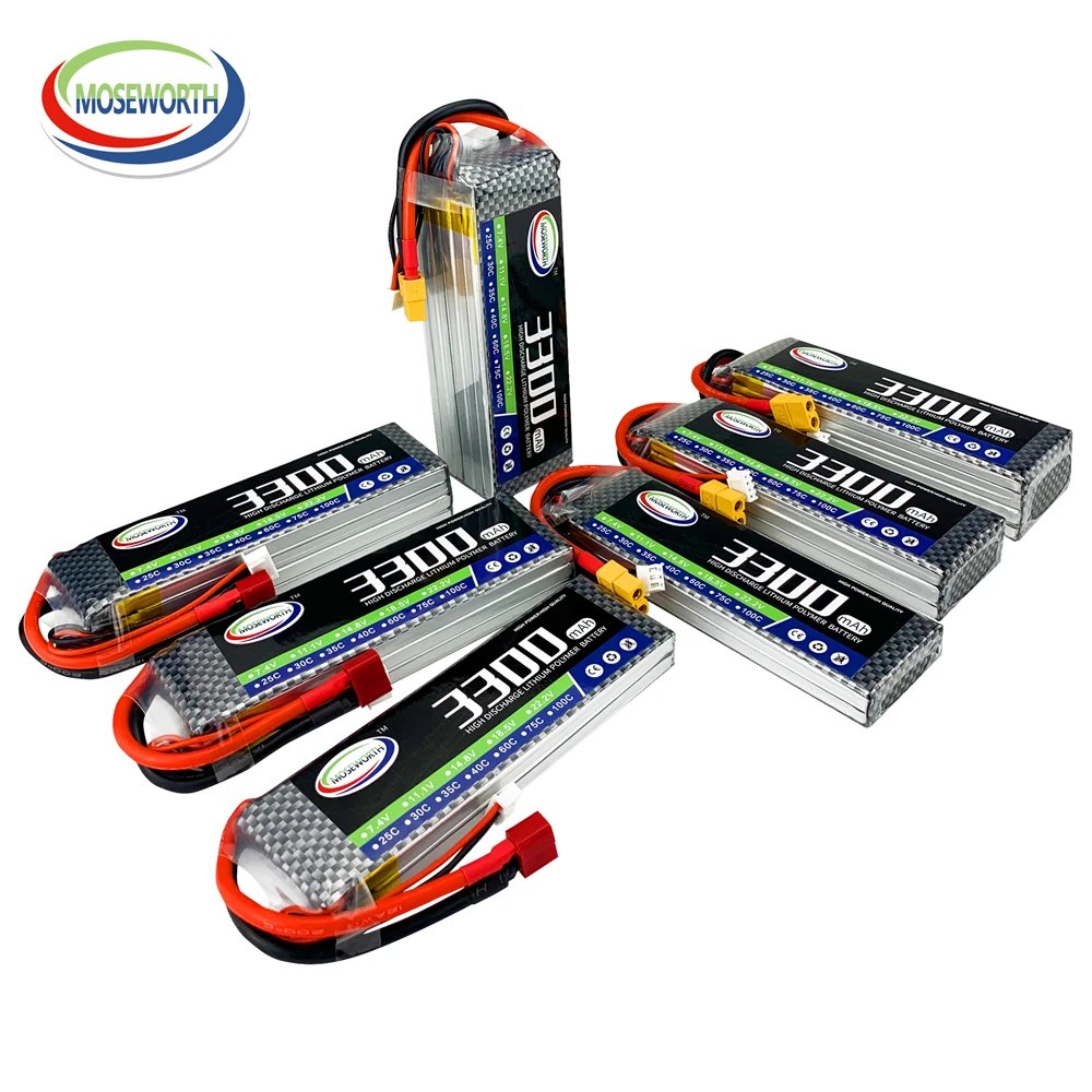 7.4v 11.1V 14.8v 18.5v 22.2v 3300mAh 30C 40C 60C batteria Lipo per giocattoli telecomandati RC elicottero Quadcopter Drone aereo