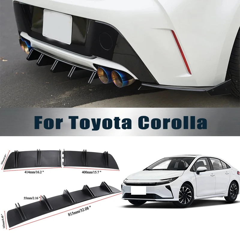 For Toyota Corolla Rear Diffuser Shark Fin Double Wing ABS Curved Aero Spoiler Anti-Collision Chassis Protector Car Styling