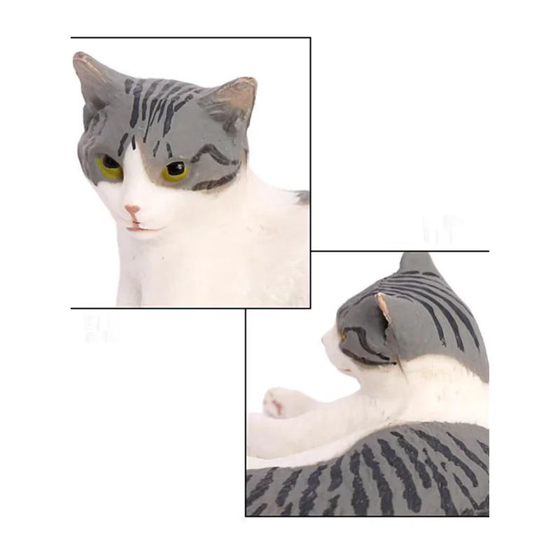 Bionic Pet Cat Ornament Gray and White Kitten Model Desk Cats Decoration Craft