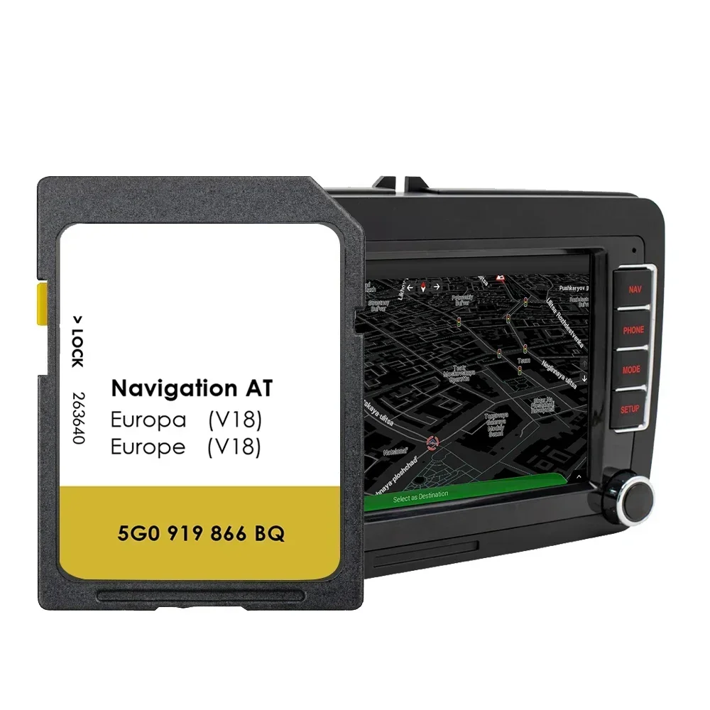 AT V18 for Polo from 2013 to 2017 and Polo 6C from 2014 to 2017 Car Navigation MIB1 SD Map SD GPS Memory Card UK Poland Spain